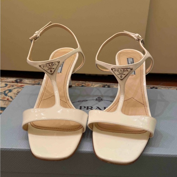 Prada White Kitten Heels Slingback Sandals - Picture 2 of 8